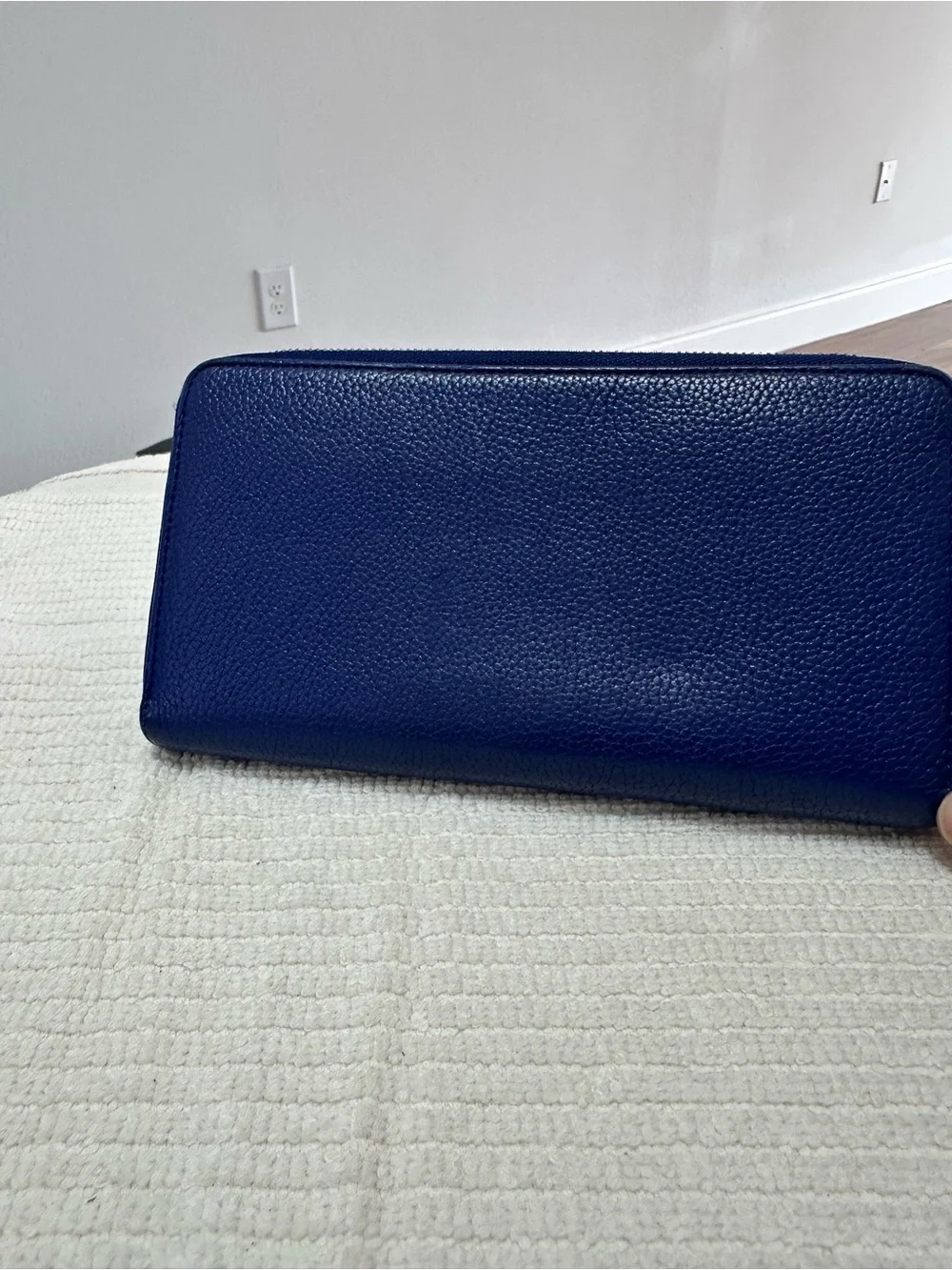 Navy Leather Zip-Around Celine Wallet